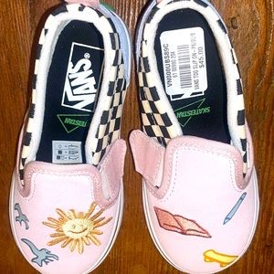 Slip-on vans for toddler girls, never worn.